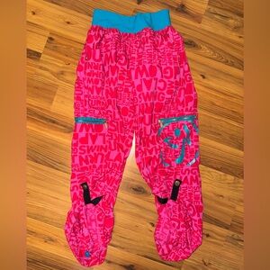 Zumba Fitness T8 Neon Pink Blue Glow Jam Dance Pants Women’s Large Athleisure